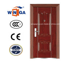 Buen Precio Marrón Madera Color Exterior Puerta de acero de seguridad (WS-110)